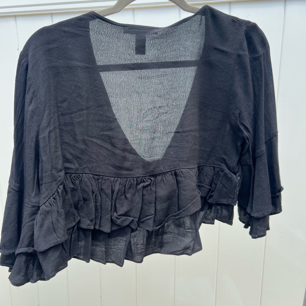 Forever 21 Charcoal Sheer Blouse